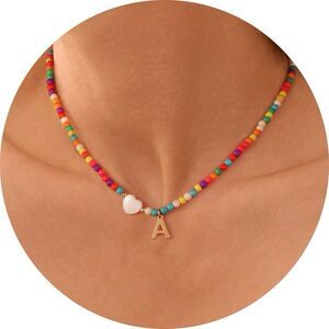 Colorful Initial Necklaces for Girls Women Kids - Teen Girls Gifts Trendy Beaded